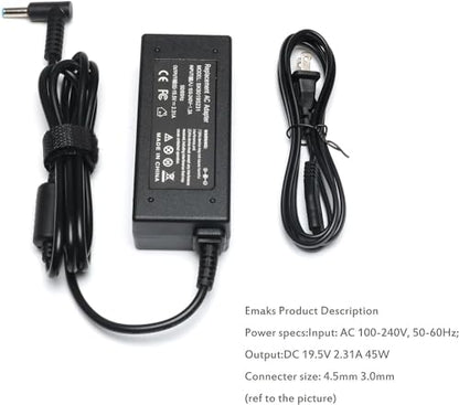 45W Ac Adapter Charger/Power Supply for HP 17 17Z 17T 17-AK 17-AR 17-BS 17-BY 17-CA 17-CN:17-ak013dx 17-by1053dx 17-by0021dx by0088cl by1061st 17-bs062st 17-ca0020nr 17-ar050wm 17-cn0021nr cn0025nr