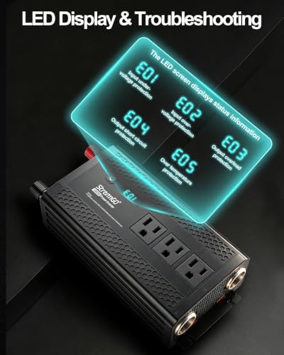 1000W Power Inverter for Vehicles, 12V DC to 110/120V AC Car Inverter with 3 AC Outlets, USB 24W/ PD 30W Fast Charger. (1000w-black) - color: 1000w-black