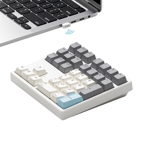 Kisnt Wireless Mechanical Numpad, Full-Function for Heavy Excel Financial | 34 Keys Hot Swappable, 2.4GHz Rechargeable, Laptop Macbook PC Desktop Compatible (Red Switches)