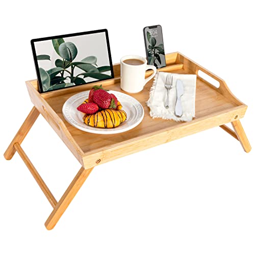 ROSSIE HOME Wood Bed Tray – Natural Bamboo, Fits 17.3” Laptops - color: Natural Bamboo, size: Extra Large