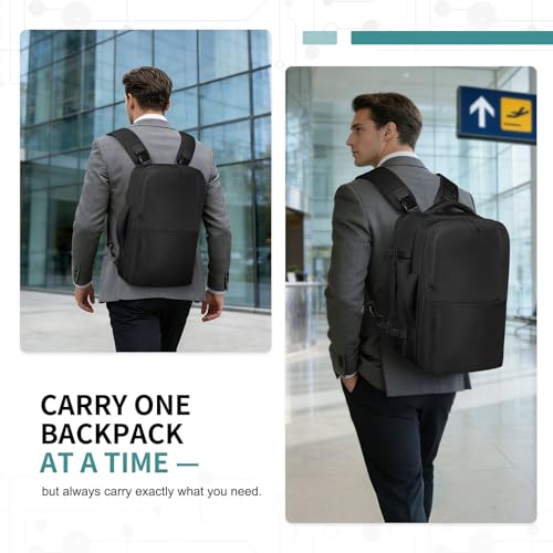 2-in-1 Travel Backpack for Men, Expandable 16" Laptop Backpack with Detachable Briefcase, Water-Resistant Carry-On Business Bag with USB-C, Black - color: Black