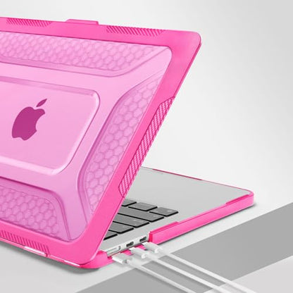 MOSISO Compatible with MacBook Air 13 inch Case M5 M4 M3 M2, Rose Red | 2 in 1 Kit Honeycomb Shock Resistant Hard Case with Foldable Kickstand for MacBook Air 13.6 2026-2022 A3449 A3240 A3113 A2681 - color: Rose Red