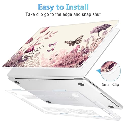 Mektron Case for M5 MacBook Pro 14 inch 2026 Model A3427 A3426 Fit 2025-2021 Model A3434 A3112 M4 A3112 A3401 A3185 M3 A2918 A2992 M2 A2779 M1 A2442 Pro/Max Cover, Butterfly Flower C074 - color: Butterfly Flower C074
