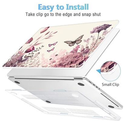 Mektron Case for M5 MacBook Pro 14 inch 2026 Model A3427 A3426 Fit 2025-2021 Model A3434 A3112 M4 A3112 A3401 A3185 M3 A2918 A2992 M2 A2779 M1 A2442 Pro/Max Cover, Butterfly Flower C074 - color: Butterfly Flower C074
