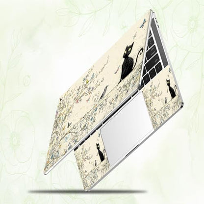Laptop Skin Sticker Decal, Universal Reusable Vinyl Laptop Cover for 12" 13" 13.3" 14" 15" 15.4" 15.6" Notebook PC, Reusable Waterproof Scratch-Resistant with 2 Wrist Pads,Cute Black Cat - color: Cute Black Cat