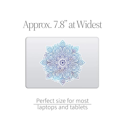 Mandala Laptop Sticker Decal - Removable Waterproof White Vinyl Decals Stickers - Mandalas Blue Sticker Starry Night Partial Skin Compatible with Computer MacBook Air Pro 13 15 inch Mac - color: Sky Blue on White Material (for Darker Laptop)