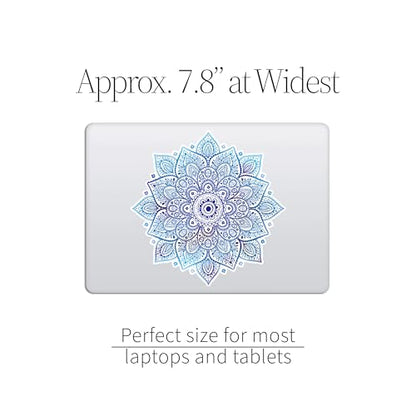 Mandala Laptop Sticker Decal - Removable Waterproof White Vinyl Decals Stickers - Mandalas Blue Sticker Starry Night Partial Skin Compatible with Computer MacBook Air Pro 13 15 inch Mac - color: Sky Blue on White Material (for Darker Laptop)
