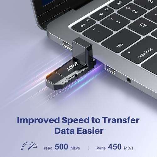 JOIOT USB C Flash Drive 256GB Up to 450MB/s Dual Type-C & USB-A USB 3.2 Solid State Drive USB-C Thumb Drive Compatible with iPhone 15/16/17 Series Smartphone Tablet Laptop Car Smart TV Game Console - size: 256GB (USB 3.2), style: 1 Pack
