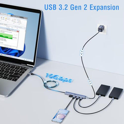 ICZI USB 3.2 Hub 10Gbps 4 Port USB3.2 Gen 2 Splitter with 4FT Cable for Laptop, Desktop PC, Xbox, PS5, iMac, Surface Pro, Xps - size: usb 3.2 aluminum