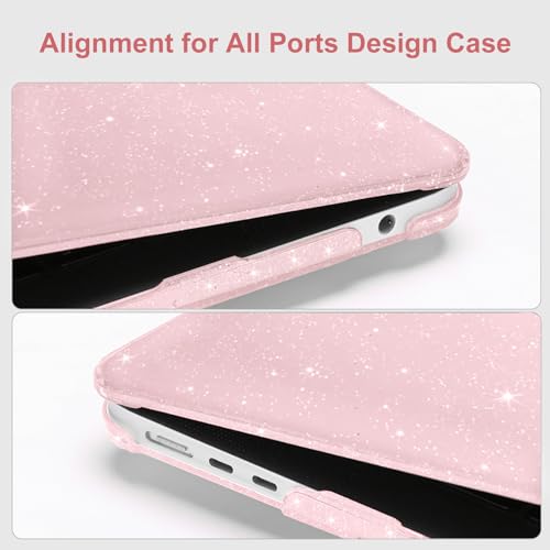 MOSISO Compatible with MacBook Air 13 inch Case M5 M4 M3 M2 2026-2022 | 4 in 1 Kit Bling Sparkly Hard Shell for MacBook Air 13.6 inch Case, Glitter Cover, A3449 A3240 A3113 A2681, Baby Pink - color: Baby Pink