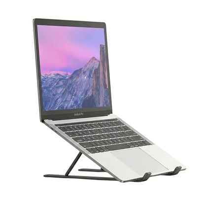 Laptop Stand, Portable Laptop Holder Computer Stand for Desk, Metal Foldable Laptop Riser with 6 Levels Height Adjustment, Compatible with MacBook, HP, Lenovo, Dell,Black - color: Black