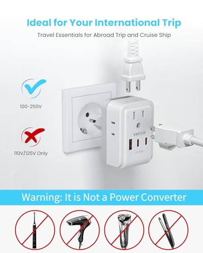 Universal Travel Adapter Kit, VINTAR PD 35W International Power Adapter with 3 USB Ports (2 USB C) and 4 AC Outlets, Type A,C,G,D,I,M Detachable Attachments, Adapter for US/EU/UK/India/AUS/Africa - style: 35W Type A/C/G/D/M/I-All in One Adapter
