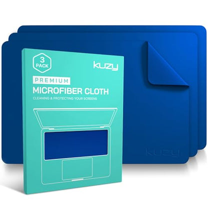3 Pack Premium Microfiber Cleaning Cloth - Large Reusable Cloth for Glasses, Screens, MacBook Laptops, TVs, and Electronics - Scratch-Free, Lint-Free Cleaner, 3 Pack - Navy Blue - color: Navy Blue, size: Universal MacBooks - 3 Pack