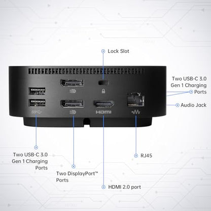 HP Docking Station for Dual Monitor Bundle - HP USB-C G5 Dock for USB-C & Thunderbolt Laptop with 120W AC Adapter + HDMI & DisplayPort Cables + USB Cable