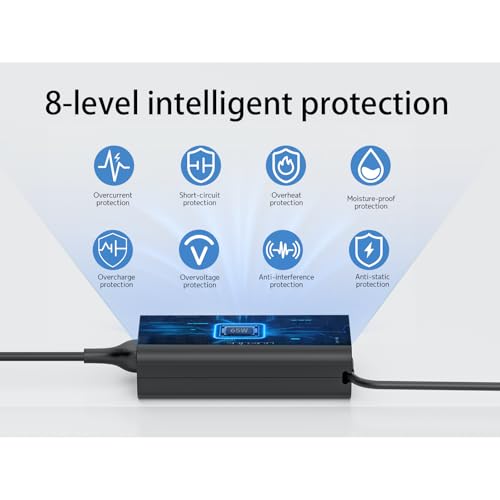 New Slim 65w USB-C AC Laptop Charger Fit for Dell Laptops Latitude 5420 5440 5520 7285 7490 7410 7420 5290 2in1 Xps 12 13 9360 9550 Inspiron 14 16 7620 Chromebook 3100 Power Supply Adapter