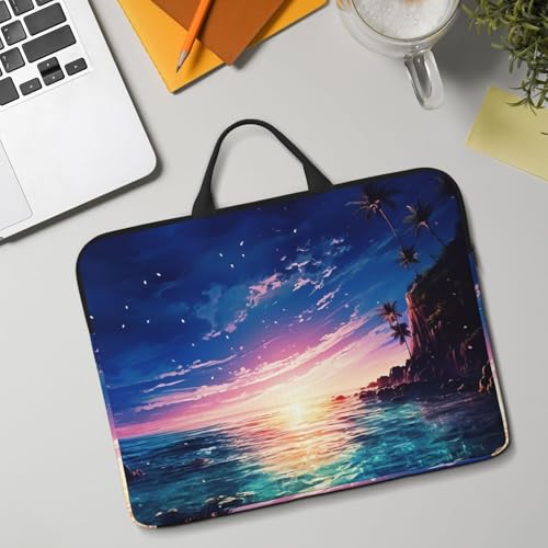 14 inch Laptop Sleeve with Handle Shockproof Laptop Bag Waterproof Computer Cover Bag Night Ocean Briefcase