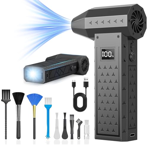 Compressed Air Duster, 260000RPM Mini Electric Dust Blower, Rechargeable Air Blower with 2 LED Lights, 4-Gear Adjustable Compressed Air Cleaner for PC, Cool Gadgets for Men