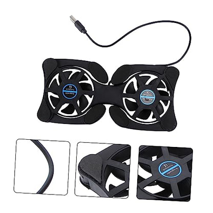 Portable Foldable Laptop Cooling Pad with USB Fans for Notebook Cooling Black Compatible with Laptops for Gaming and Work