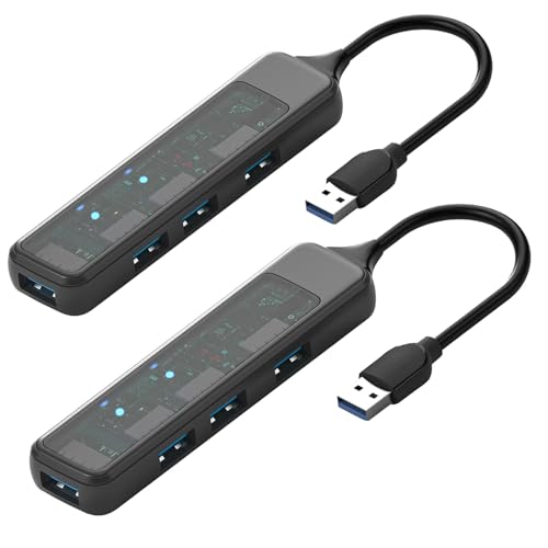 2 Pack 4 Port USB A Hub with 5Gbps Data Transfer, USB 3.0 multiport Adapter for PC, Laptop, iMac, Surface,MacBook Pro and More - style: USB Hub