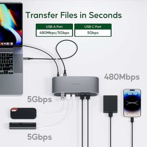 Displaylink Docking Station, Triple Display DisplayLink Dock for MacBook M1/M2/M3 Windows, 4K@60Hz Laptop Docking Station with 2 HDMI, 2 Display Port, PD, USB C Data, 4 USBA, Ethernet, Audio - size: 14-in-1 Displaylink docking station