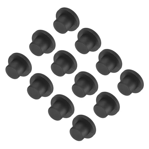 uxcell High Temp Silicone Plug Mount Dia 13mm/0.51 inch t Shaped Rubber Stopper Hole Plugs for Powder Coating Plating Waterproof Plugs Sealing Plugs Black Pack of 12(OD 21mm) - size: 13x21mm