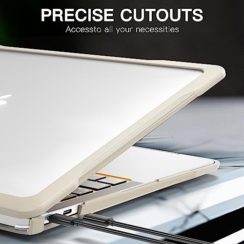 Batianda 4-in-1 Ultimate Case for MacBook Air 13 Inch 2018-2020, Khaki | Fits M1/Intel Models A2337/A2179/A1932, Lightweight Slim Design, Carbon Fiber Side Texture, Matte Translucent Hard Shell - color: Khaki