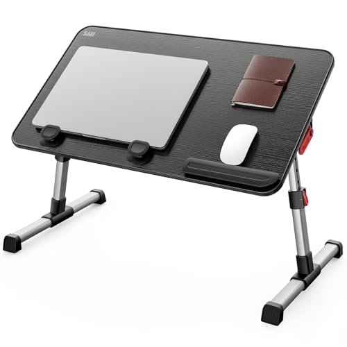SAIJI Laptop Bed Tray Table, Adjustable Home Office Standing Desk Portable Lightweight Foldable Lap Desk for Sofa Couch Floor Working Studying Reading Writing Eating,Fit Up to 17" Laptop(Large，Black) | Adjustable Standing Desk Foldable for Sofa Couch Floo