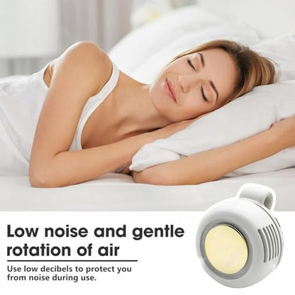 Personal Fan, Portable Clip On Fan for Shirt, USB Rechargeable, White | 360° rotatable air outlet,3-Speed silent Wind mini hands-free bladeless fan, wearable design for office, travel and outdoor