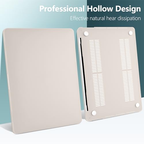 for MacBook Pro 13 inch Case 2023 2022 2021 2020 Release Model: A2338 M2/M1 A2289 A2251 with Touch Bar & Touch ID, Cream Matte Plastic Hard Shell Case & Keyboard Cover, Stone - color: Stone