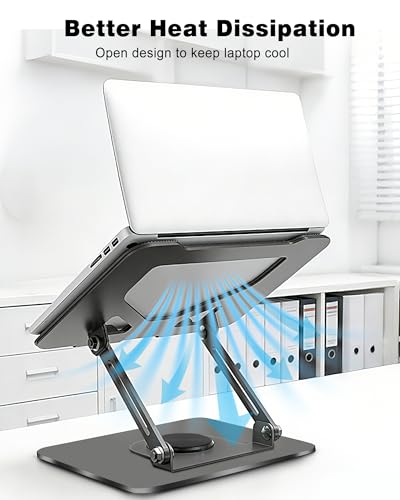 360° Rotating Laptop Stand for Desk,Adjustable Notebook Riser | Ergonomic, Height Adjustable,Hollow out Heat Dissipation Stable Structure for 10-16 Inch Laptop Macbook Notebook