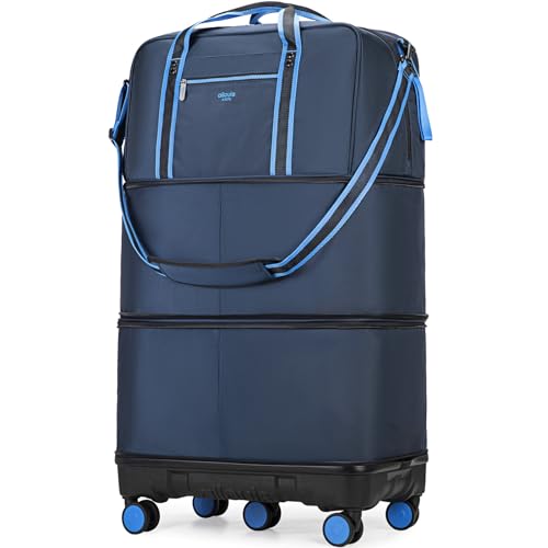 Rolling Duffle Bag with Detachable Wheels, Large Capacity Expandable Foldable Suitcase for Travel,Collapsible Luggage Carry on Duffel Overnight Weekend Bags - color: Blue