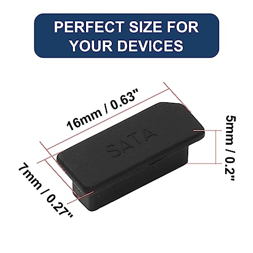 uxcell 10Pcs SATA Dust Plugs, Black Silicone Dust-Proof Stoppers for Laptop, Desktop Computer, Server SATA Ports