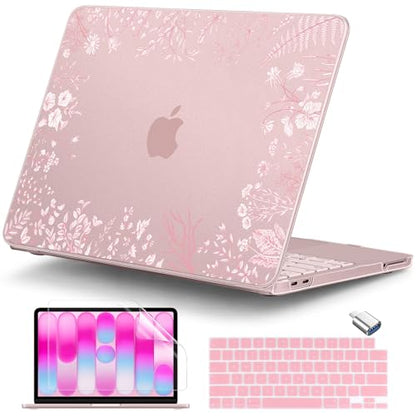 for MacBook Neo 13 inch Case 2026 (Model A3404), Artistic Flower Pattern Ultra Slim Frosted Matte Hard Shell, Anti-Scratch & Fingerprint Resistant Cover - Blush Wild Flowers - color: Blush Wild Flowers