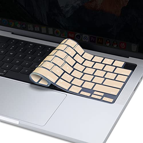 MOSISO Keyboard Cover Skin Compatible with MacBook Air 15 inch M3 M2 | A3114 A2941/Air 13.6 A3113 A2681/Pro 14/16 M4 M3 M2 M1, Apricot - color: Apricot
