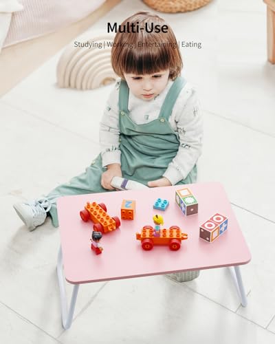 FISYOD Foldable Lap Desk, Laptop Bed Desk, Portable Bed Table, Laptop Stand for Bed & Couch, Lightweight & Mini - Pink - color: Pink