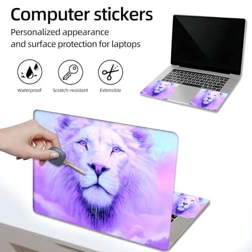 Aesthetic Laptop Skin Sticker, Purple - Hued White Lion Waterproof Vinyl Laptop Decal, Removable Bubble Free, Reusable Protective Cover for 13 14 15 15.6 Inch - color: Purple - Hued White Lion