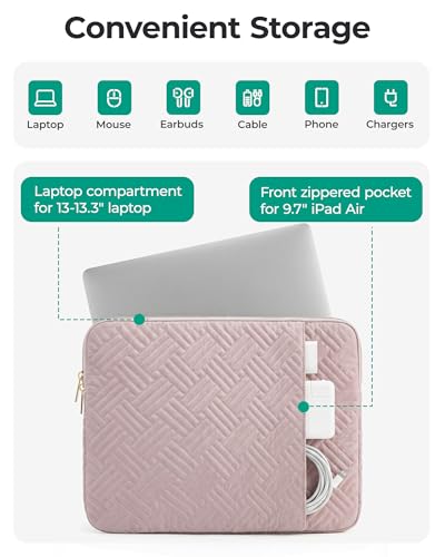 BAGSMART Laptop Sleeve Bag Compatible with MacBook Air/Pro, 13-13.3 inch Notebook, Compatible with MacBook Pro 14 Inch, MacBook Air M2 Sleeve 13 Inch, Repellent Protective Case with Pocket, Beige - color: Beige, size: 13-13.3 Inch