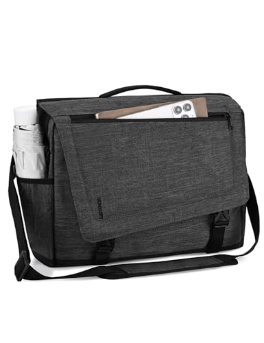 VX VONXURY Messenger Bag for Men, Fits 15.6-inch Laptop, Luggage Strap | Shoulder Satchel Bag for Work, 2 Large Compartments, Side Pockets, Water Resistant, Adjustable Buckles, Rugged Bottom - color: Dark Grey 15in Laptop Bag