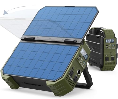 BLAVOR Portable Power Station 1600W (Peak 3200W), Built-in Solar Panel, 1024Wh LiFePO4 Battery, 100W USB-C Fast Charge, Solar Generator for Home Backup, Camping, Power Outages & RV - style: 1600W Green