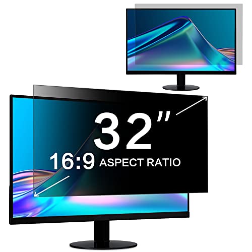 ZOEGAA 32 Inch Computer Privacy Screen Filter for 16:9 Widescreen Computer Monitor 27.87"x15.66", Removable Computer Screen Privacy Shield and Anti Blue Light Anti Glare Screen Protector - size: 32 in (16:9) privacy screen