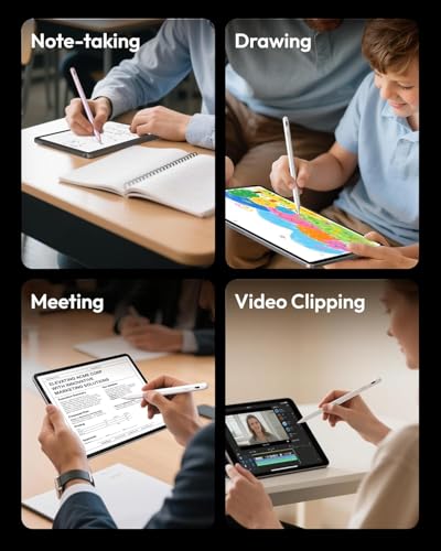 Metapen iPad Pencil A8 Stylus Pen for iPad 2018+ Palm Rejection&Magnetic | Metal Barrel Apple Pencil, USB-C Fast Charging, Reliable Precision & Smooth Writing Pen for iPad 6th-11th Gen Pro Air Mini - color: white