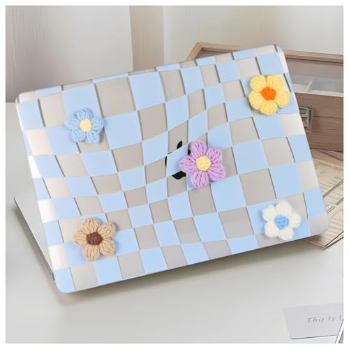 DTangLsm for MacBook Air 13 inch Case 2022 2021-2018 A2337 M1 A2179 A1932, MacBook Air M1 Case, Gingham Fluffy Plastic Hard Shell Cover for Mac Book Air 13.3 inch + Keyboard Cover, Blue Checkerboard - color: #2 Blue Checkerboard