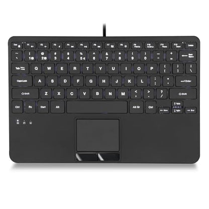 Perixx PERIBOARD-425 US Wired Mini USB Keyboard with Touchpad, X Type Scissor Keys, White Backlit, 2 USB Hubs, Compact 11.18x7.17x1.1 Inches, US English - style: Keyboard with Backlight