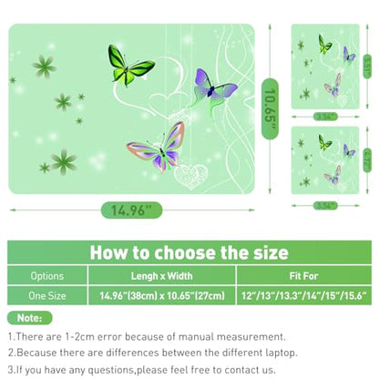 15-15.6 inches Netbook Laptop Skin Sticker Decal Reusable Cover Protector for 11.6 12 13 13.3 14 15 15.4 Notebook Chromebook PC, Scratch-Resistant Waterproof I Mint Green Butterfly - color: Mint Green Butterfly