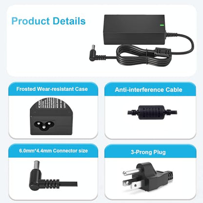 DC 19V Power Cord for Samsung TV Monitor 32" | 19V DV Power Supply for Samsung UN32J4000 J4500 J5003 J5205 J525D UN32J4000AF UN32J5003 A4819-FDY LED LCD Monitor