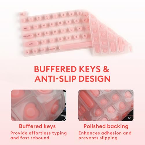 Allinside Keyboard Cover for Long Nails, Compatible with MacBook Neo A18 Pro & MacBook Pro 13/14/16 (2021–2024) & MacBook Air 13/15 (2020–2024), Raised Heart-Shaped Silicone Skin, Pink - color: Pink