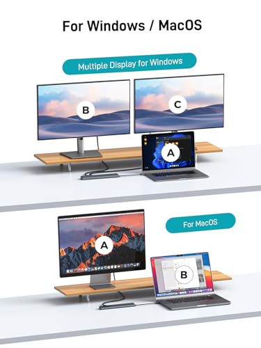 USB C Docking Station Dual Monitor 4K@60Hz, 12-in-1 Laptop Dock with 2*HDMI, 4*USB, Thunderbolt 3/4 Dock, SD/TF Slot, Ethernet, Audio, 96W Power Adapter, for HP, Lenovo, Dell, ASUS,Surface - size: NQ-DK-02-Pro