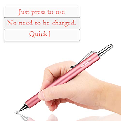 Mixoo Universal Stylus Pen for Touchscreen iPhone iPad Android Tablet Apple Kindle Switch Chromebook Galaxy All Touch Screens, Disc Stylus Pens for Touch Screens (6 Retractable (Black + Pink)) - color: 6 Retractable (Black + Pink)