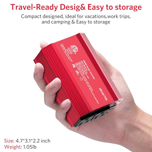 300W Power Inverter DC 12V to 110V AC Car Outlet Adapter with USB-C[PD65W] & USB-A[QC18W] Fast Charging Ports and Dual AC Outlets Car Power Inverter for Phone, Laptop on Road Trip (Red) (Red)