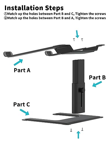 ALASHI Laptop Stand for Desk, Computer Stand Adjustable Height, Ergonomic Notebook Laptop Riser, Aluminum Metal Holder Compatible with 10 to 17.3 Inches Notebook PC Computer, Black - color: A-Black